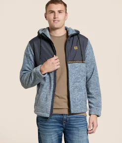 Tops|Coats & Jackets | Billabong Boundary Lite Fleece Hooded Jacket Steel Blue