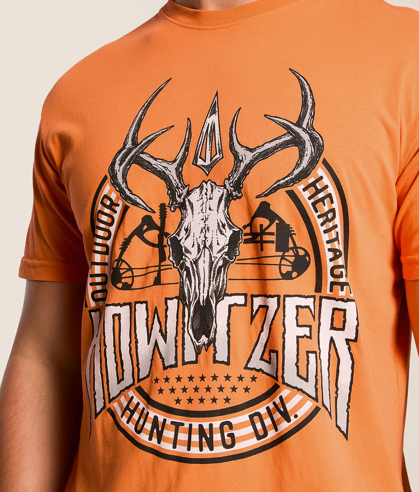 Howitzer Bow Skull T-Shirt Neon Orange New