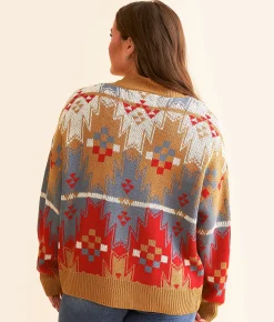 Wrangler® Boxy Cardigan Sweater Red Blue Brown New