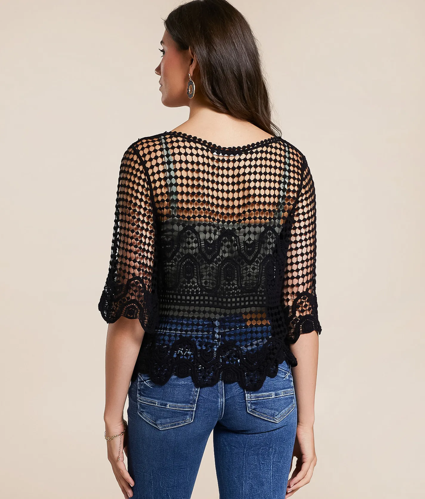 Veveret Boxy Crochet Top Cream Best