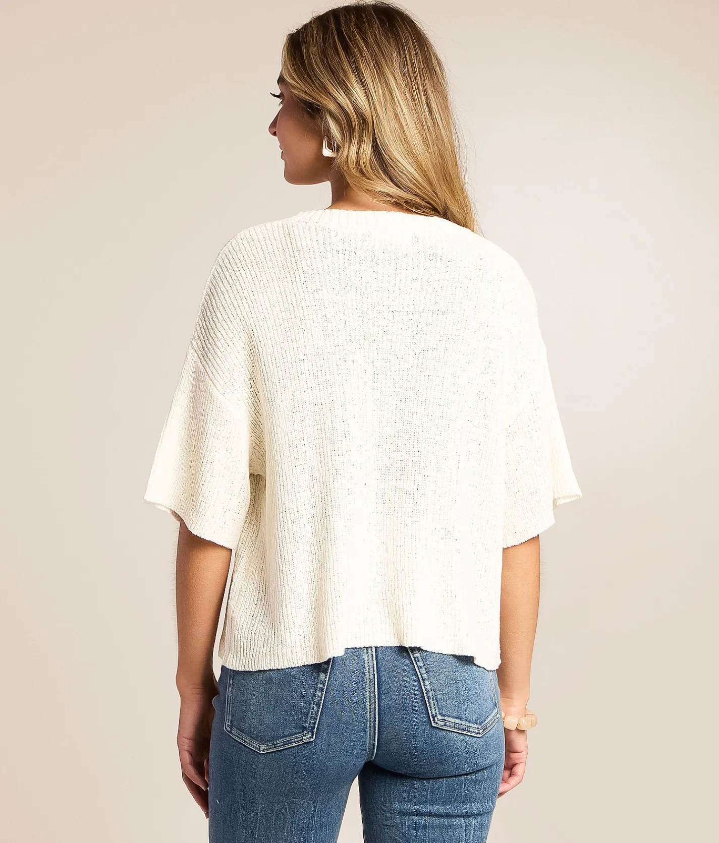 Tops | Blu Pepper Boxy Cropped Cardigan Sweater Cream