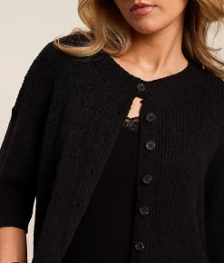 The Workshop Boxy Cropped Cardigan Sweater Black Discount