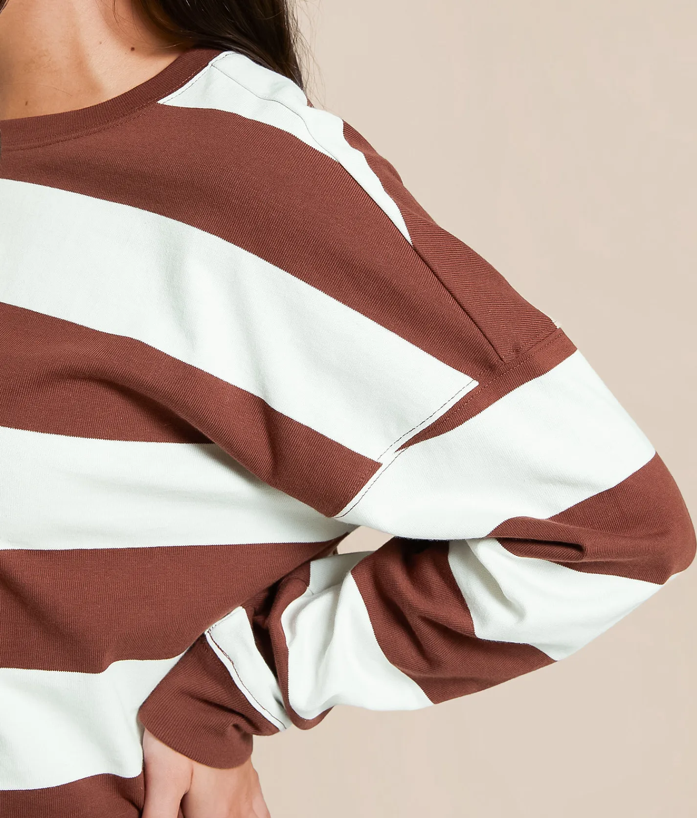 FITZ + EDDI Boxy Rugby T-Shirt Sable Gardenia Discount