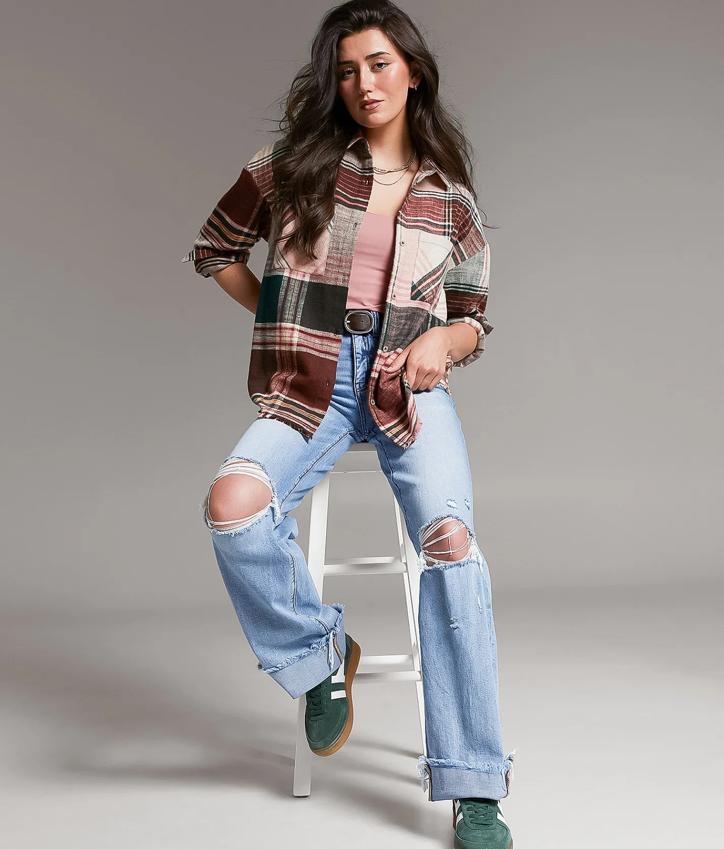 Tops | BKE Boyfriend Plaid Flannel Shirt Dusty Pink