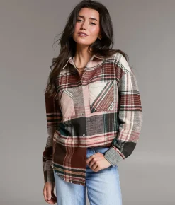 Tops | BKE Boyfriend Plaid Flannel Shirt Dusty Pink