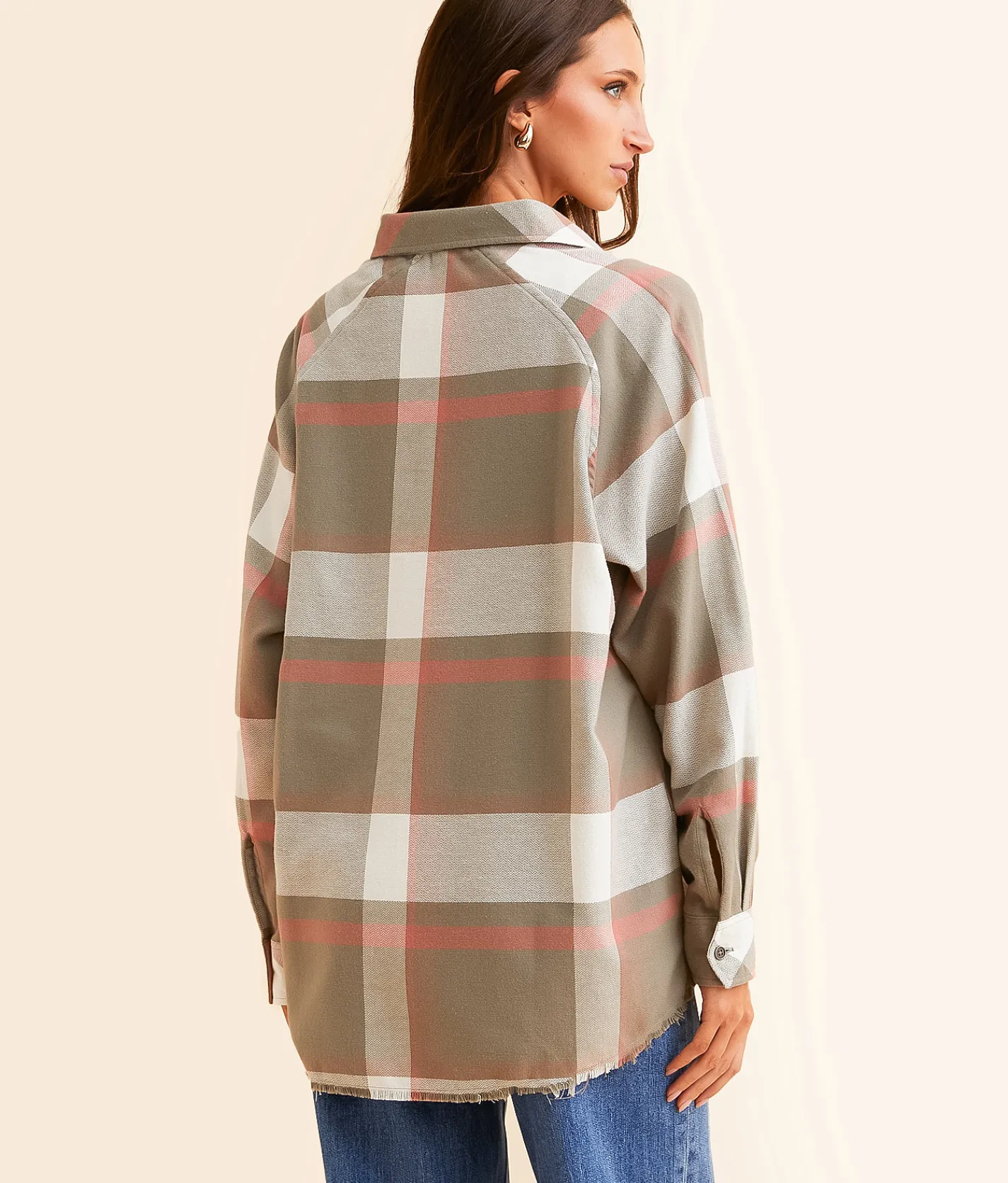 Tops | BKE Boyfriend Plaid Shirt Olive Cream