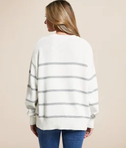 Tops | Z Supply Boyfriend Striped Sweater White
