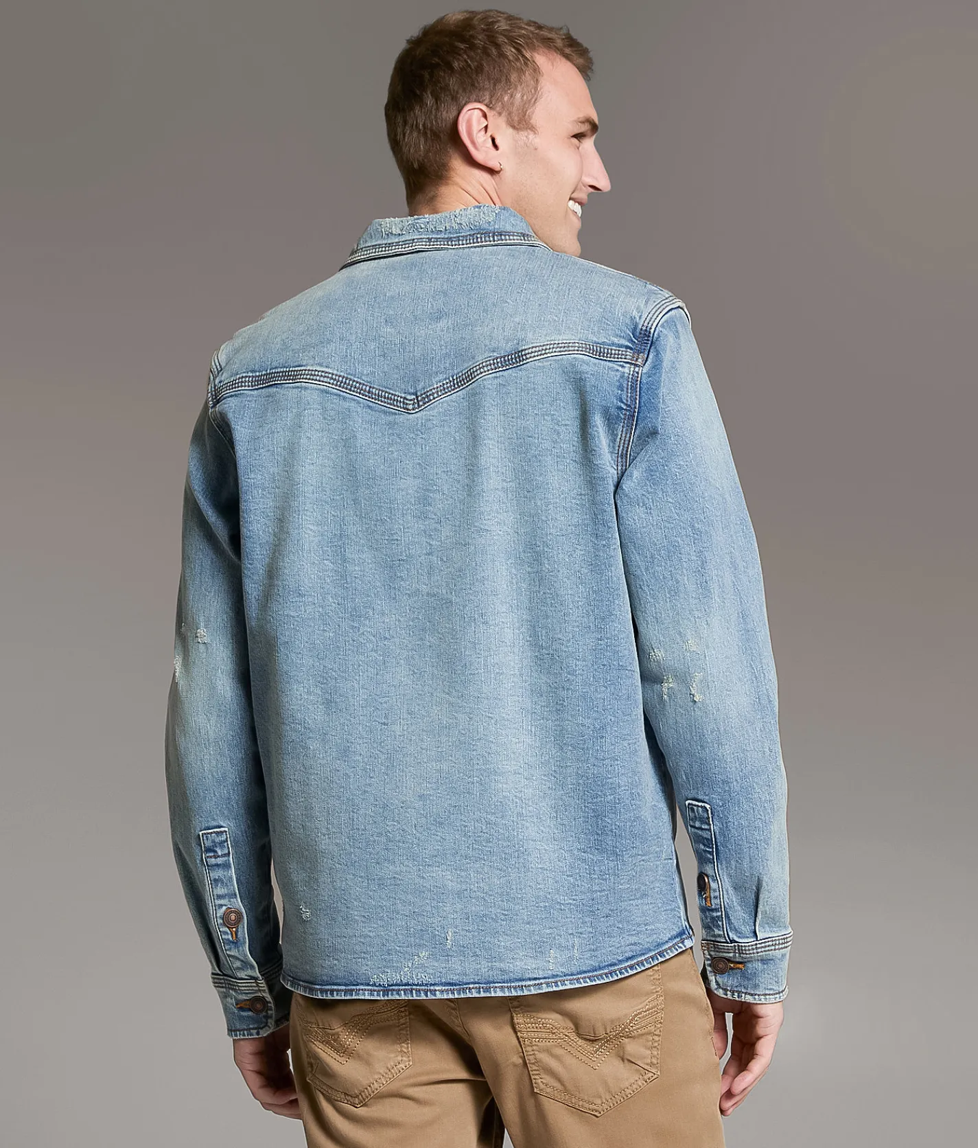 BKE Bradley Denim Stretch Shacket Tate Discount