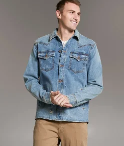 BKE Bradley Denim Stretch Shacket Tate Discount