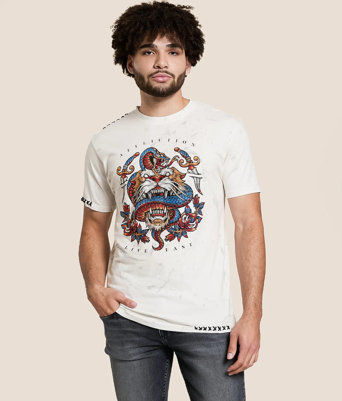 Affliction Brawl City T-Shirt White Clearance