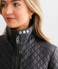 Coats & Jackets | Mauritius Breana Quilted Leather Jacket Black
