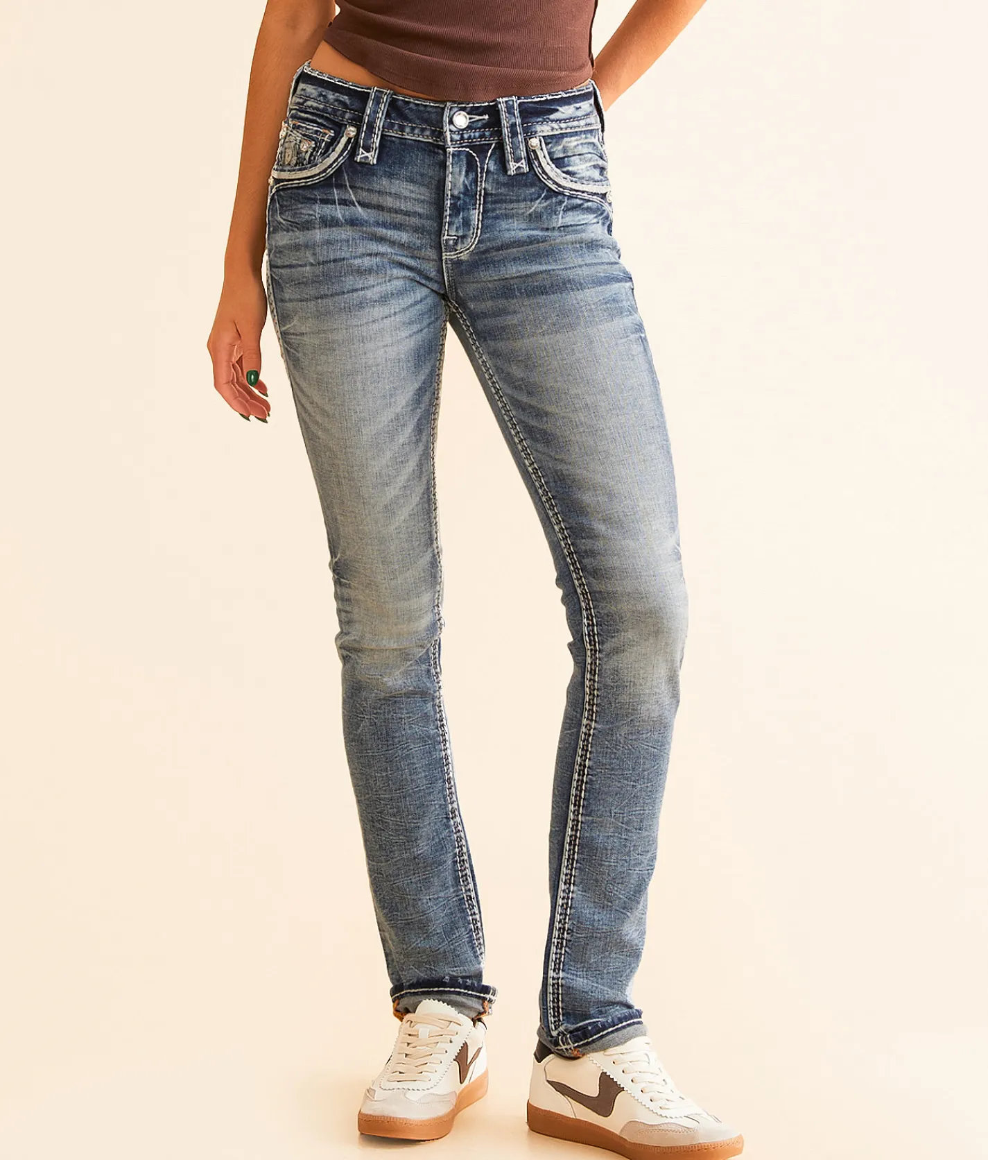 Rock Revival Bridget Mid-Rise Straight Stretch Cuffed Jean Bridget MJ205 Outlet