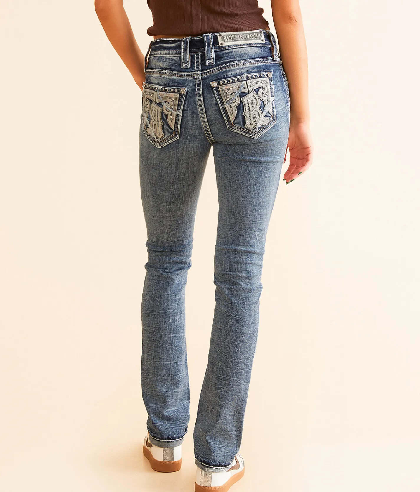 Rock Revival Bridget Mid-Rise Straight Stretch Cuffed Jean Bridget MJ205 Outlet