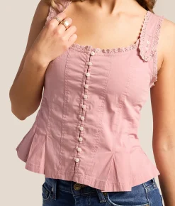 Tops | Free People Bridgette Corset Cropped Tank Top Pink Nectar