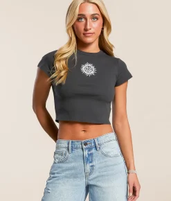 Billabong Bring the Sun Cropped T-Shirt Off Black Sale
