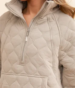 Tops|Activewear | Buckle Black Bristol Quarter Zip Pullover Stone