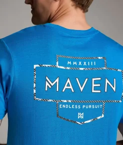 Tops|Graphic T-Shirts | Maven Co-op Brittle Badge II Performance T-Shirt Electric BLue