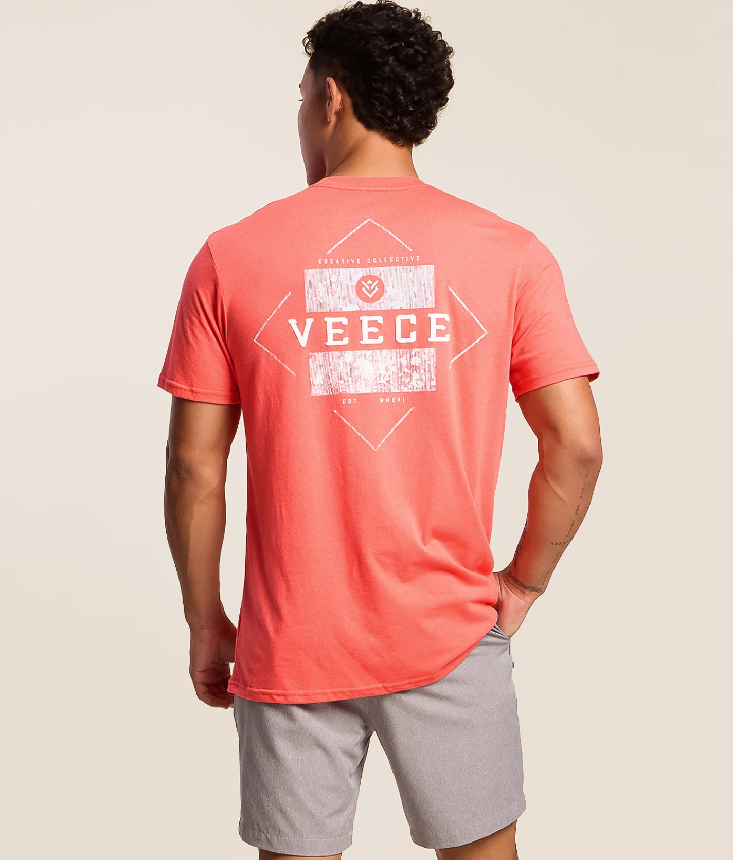 Tops|Graphic T-Shirts | Veece Broken Diamond T-Shirt Cayenne Salmon