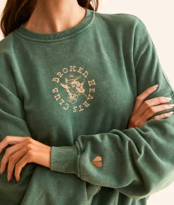 Tops | Modish Rebel Broken Heart Pullover Trekking Green