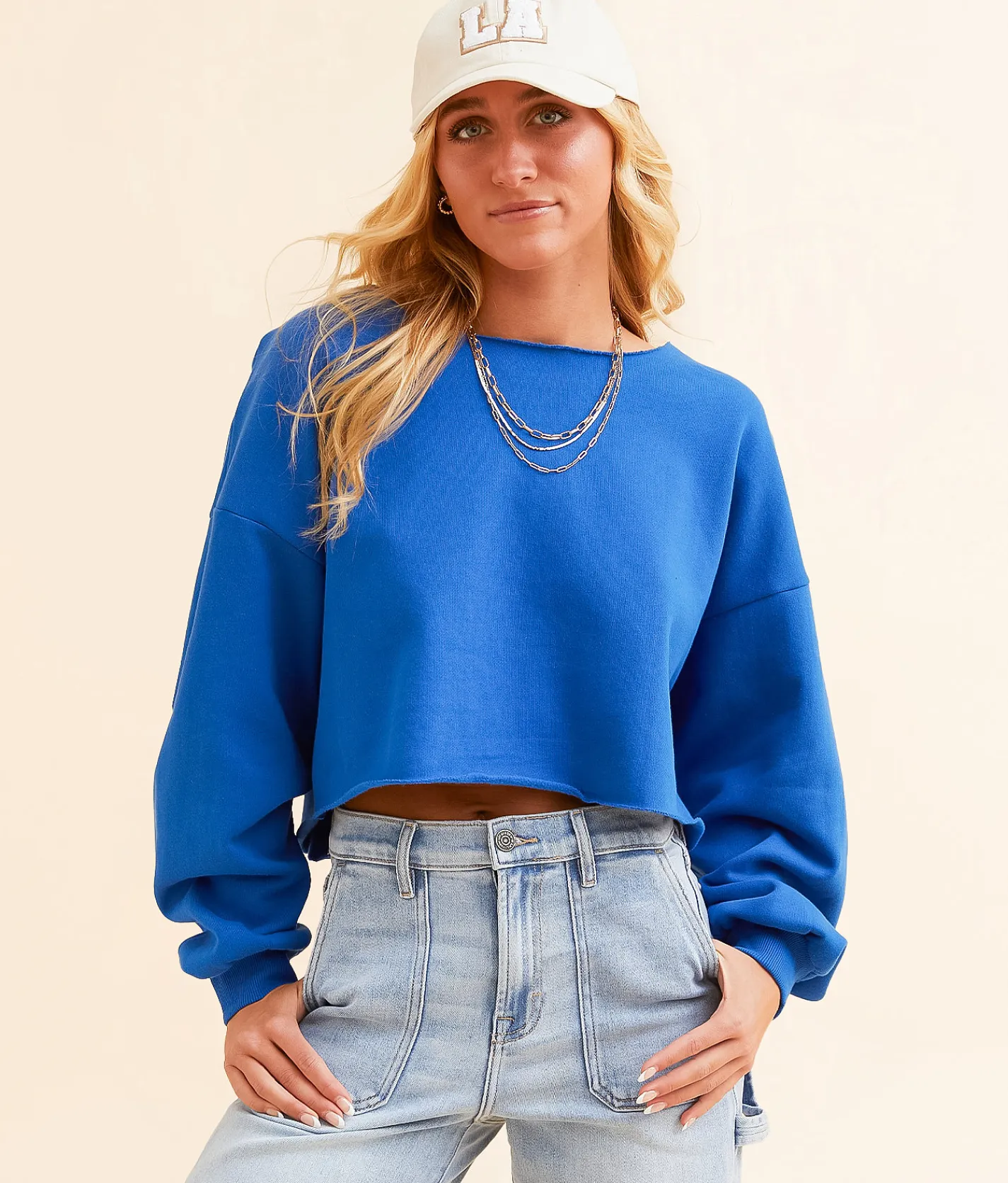 Tops | FITZ + EDDI Brooklyn Cropped Pullover Princess Blue