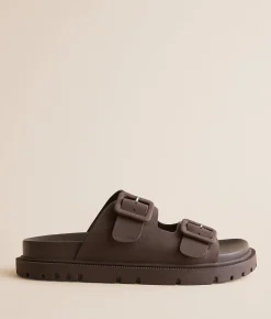 Shoes | Mia Brouklyn Big Buckle Sandal Darker Taupe