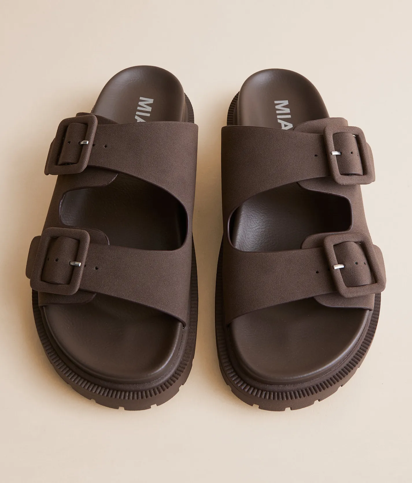 Shoes | Mia Brouklyn Big Buckle Sandal Darker Taupe