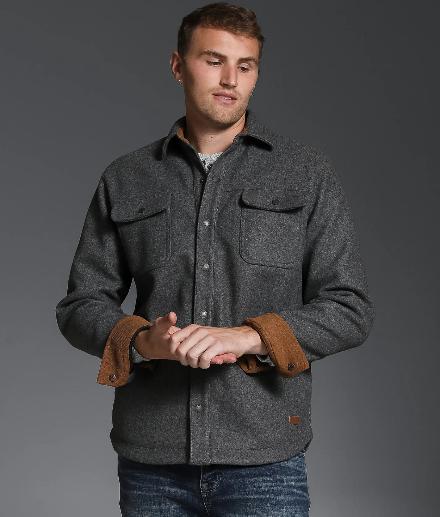 Outpost Makers Brushed Knit Shacket Charcoal Clearance