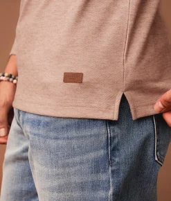 Outpost Makers Brushed Knit Snap Henley Chocolate Fondant New