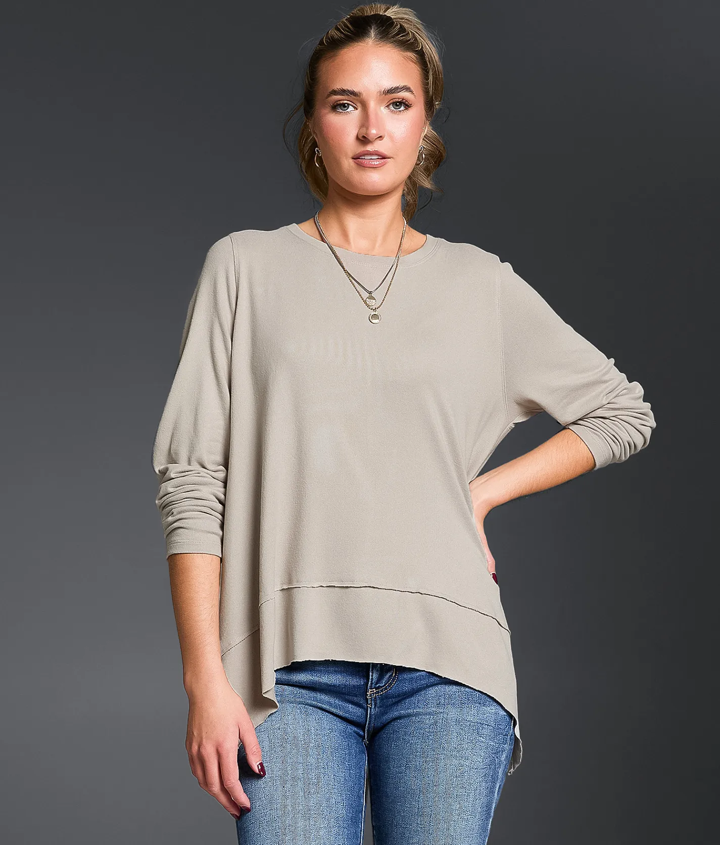 Buckle Black Brushed Knit Top Cobblestone Discount