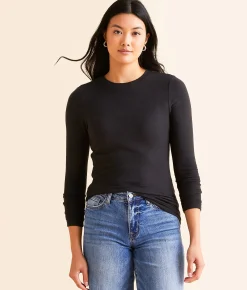 BKE Brushed Knit Top Black Hot