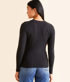 BKE Brushed Knit Top Black Hot