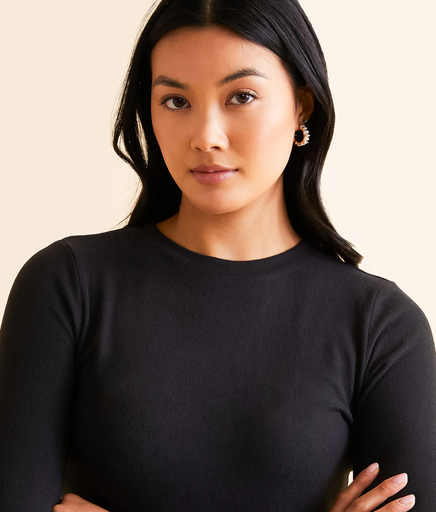 BKE Brushed Knit Top Black Hot