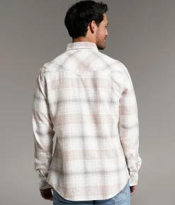 Tops | BKE Vintage Brushed Plaid Athletic Shirt White Taupe