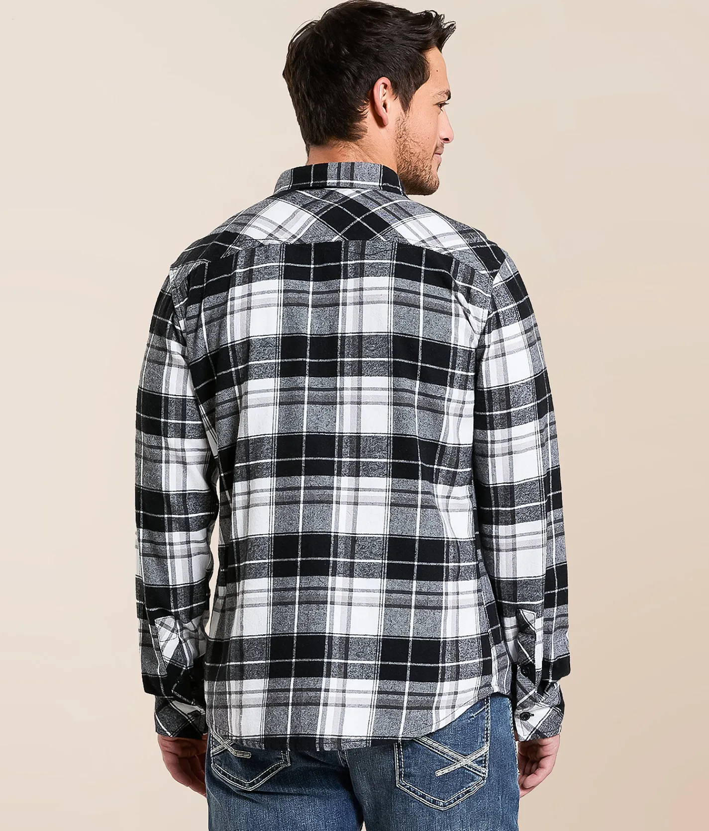 Reclaim Brushed Plaid Athletic Shirt Black White Clearance