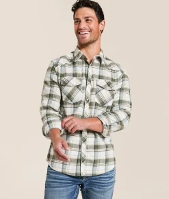 Reclaim Brushed Plaid Athletic Shirt White Green New
