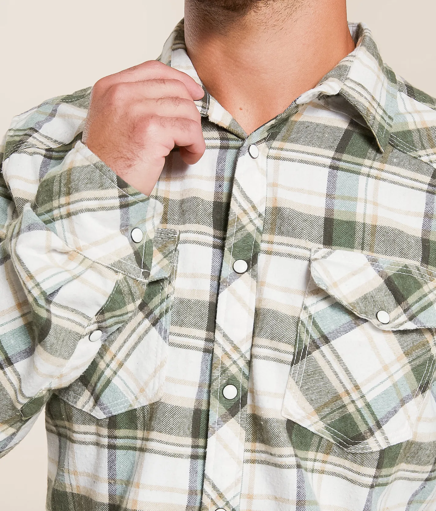 Reclaim Brushed Plaid Athletic Shirt White Green New