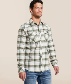 Reclaim Brushed Plaid Athletic Shirt White Green New