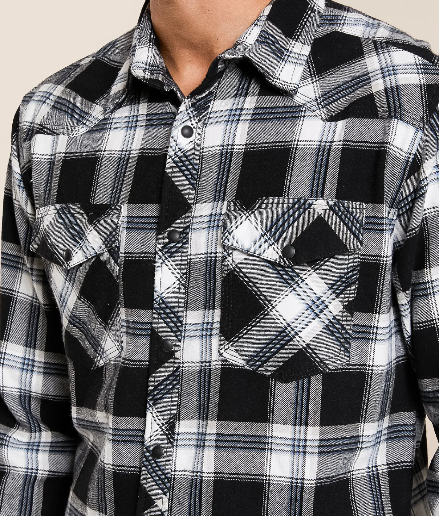 Reclaim Brushed Plaid Athletic Shirt Black Blue Hot