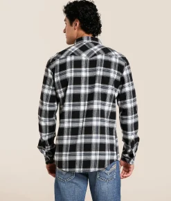 Reclaim Brushed Plaid Athletic Shirt Black Blue Hot