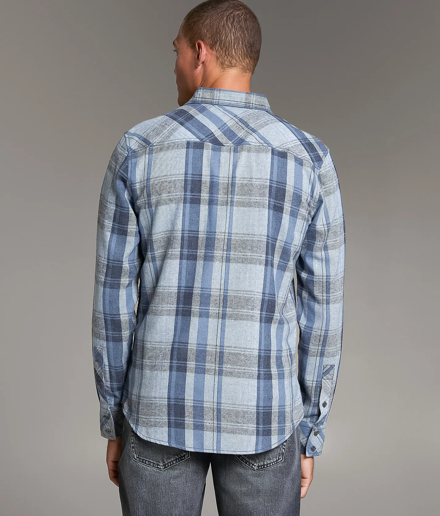 Tops | BKE Brushed Plaid Athletic Shirt Navy White