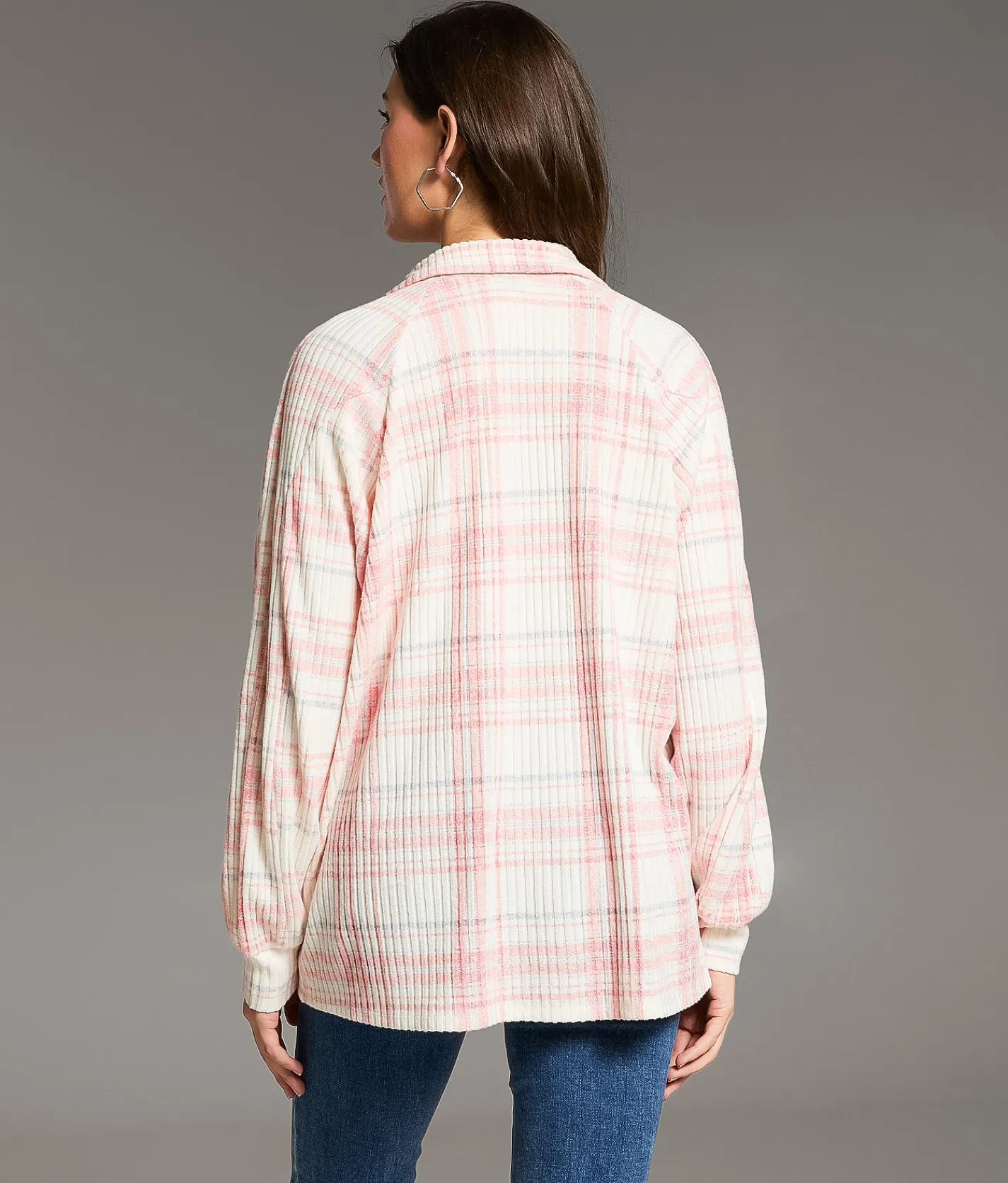 BKE Brushed Plaid Knit Shirt Blue Coral Clearance