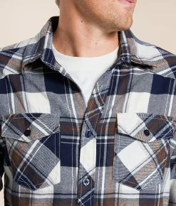 Reclaim Brushed Plaid Standard Shirt Cream Navy New