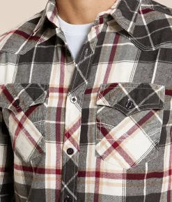 Reclaim Brushed Plaid Standard Shirt Charcoal Rust Sale