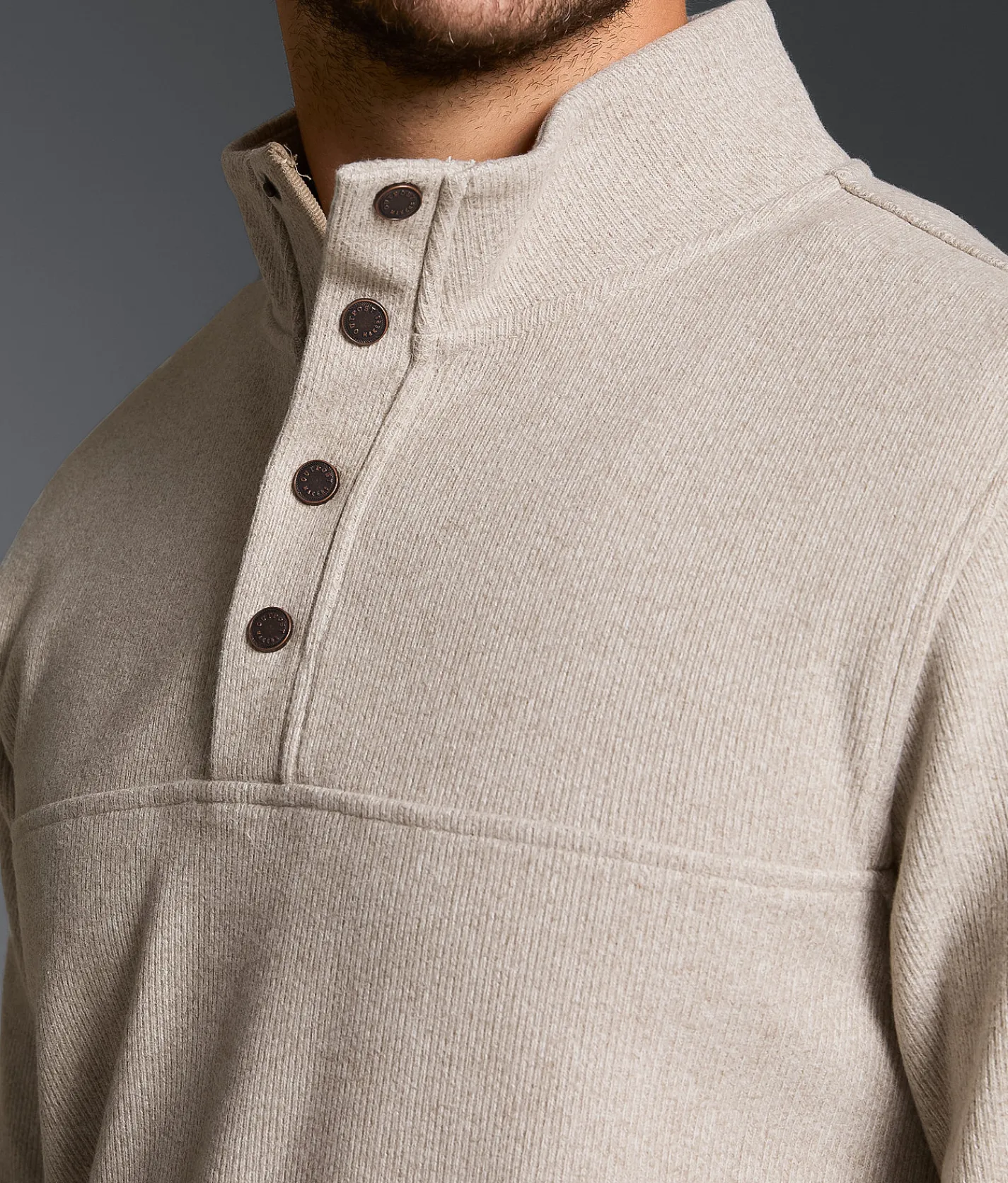 Outpost Makers Brushed Rib Knit Pullover Taupe Hot