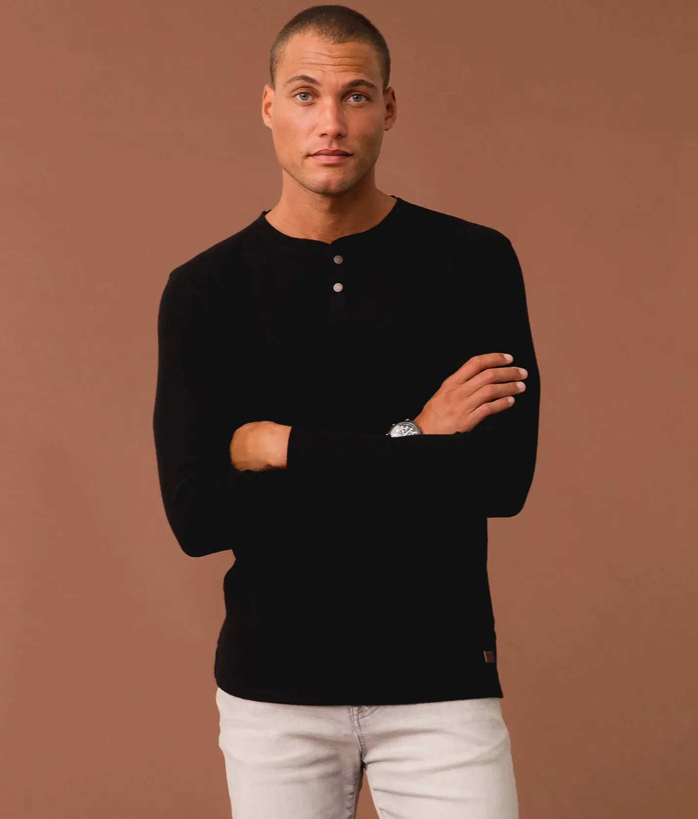 Tops | Outpost Makers Brushed Thermal Henley Black