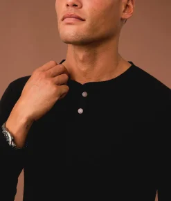 Tops | Outpost Makers Brushed Thermal Henley Black
