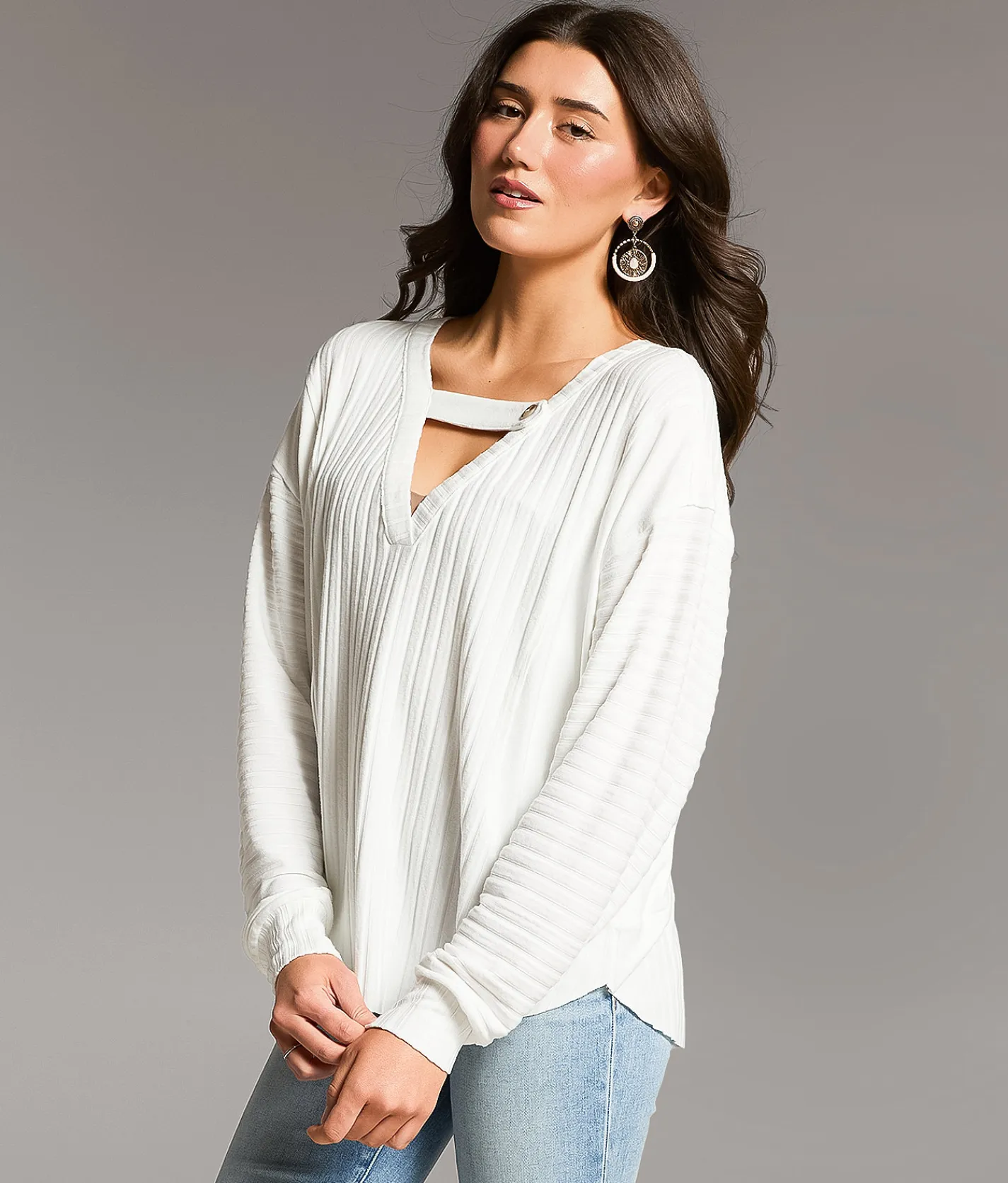 BKE Brushed Wide Rib Top White Hot