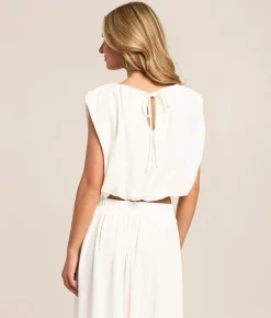 Blu Pepper Bubble Cropped Top White