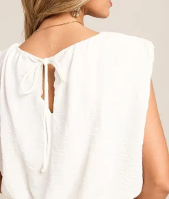 Blu Pepper Bubble Cropped Top White