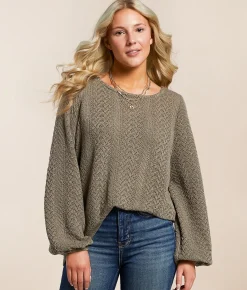 Daytrip Bubble Knit Top Olive Best